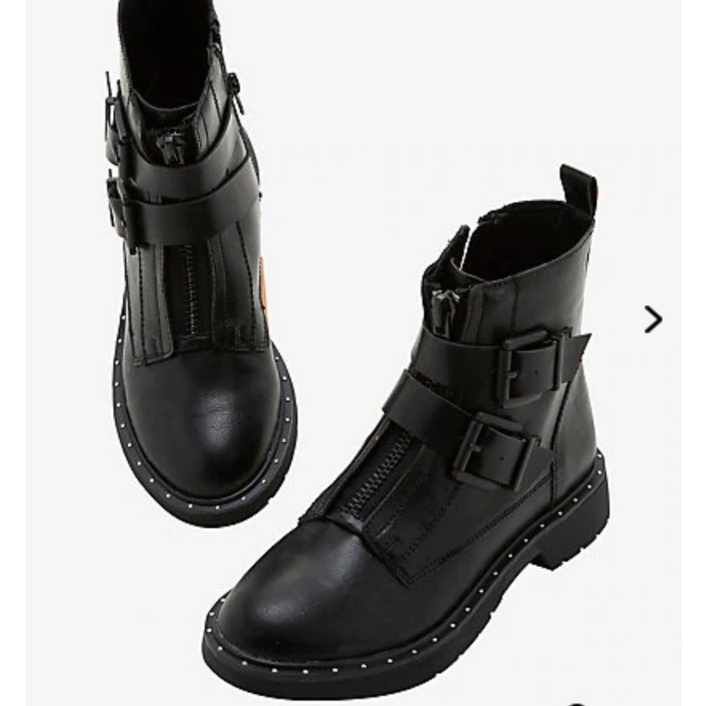 Studded & buckled combat boots